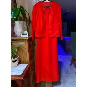 Holiday Christmas Valentines Day Long Red Dress with jacket.  Size XXS